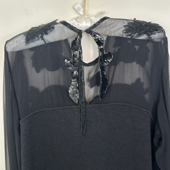 Vintage Bonnie Boerer S 80’s Black Appliqué 3D Sequins Bugle Beaded Sweater - Picture 10 of 16